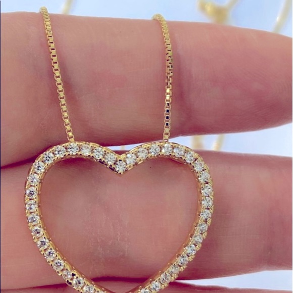 Open Heart Cubic Zirconia Necklace - Picture 2 of 10